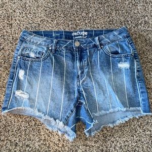Striped Women’s Denim Jean Shorts